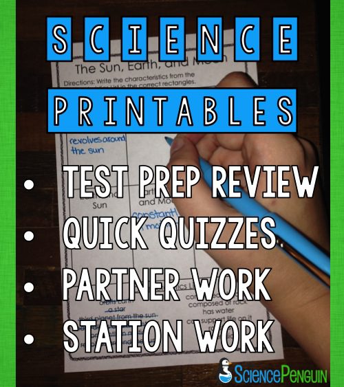 science printables for quick quizzes and review