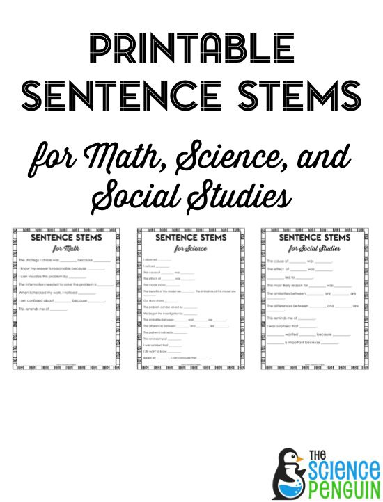 Science Claim Sentence Stems