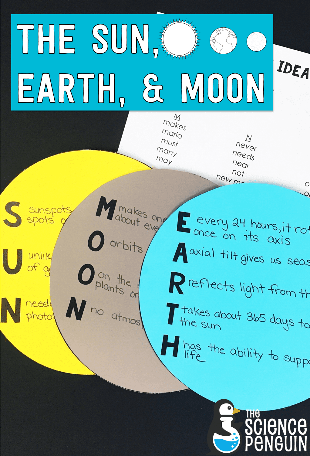 Sun, Earth, and Moon Free Printable Acrostics — The Science Penguin PRIMARY