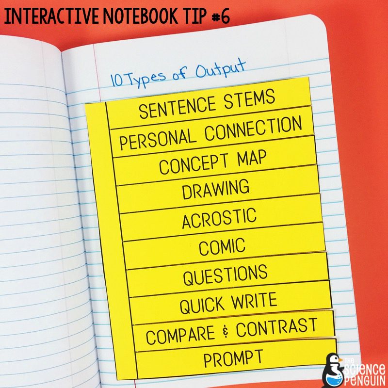Interactive Science Notebook Tips: Output