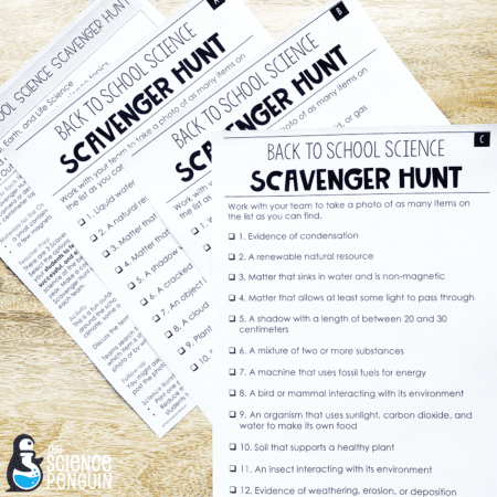 Grades 3-5 Back to School Science Scavenger Hunt — The Science Penguin