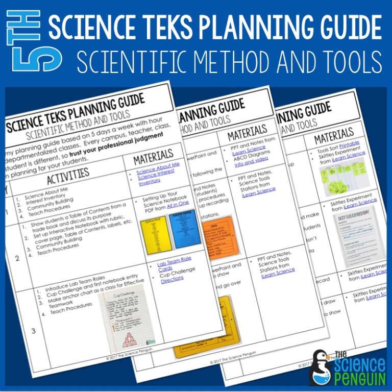 5th Grade Science TEKS Planning Guide: Scientific Method and Tools ...