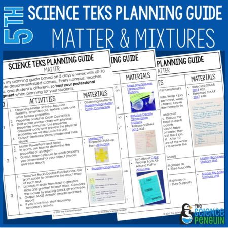 5th Grade Science TEKS Planning Guide: Matter and Mixtures — The ...